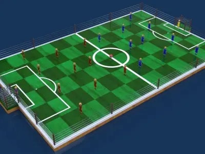Futbolito soccer field with hand Free 3D model