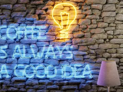 Neon sign Coffee is always a good idea with lamp  3D model