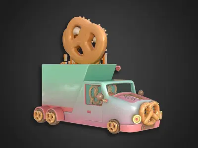 Asset - Cartoons - Food Pretzel Car 3D model