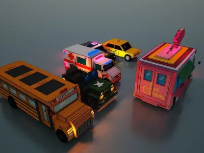 6 Voxel Vehicles Pack  3D model