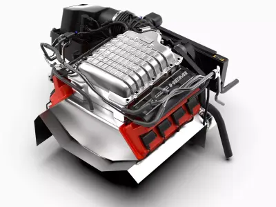 Dodge Hellcat Supercharged Hemi V8 Engine Low-poly 3D model