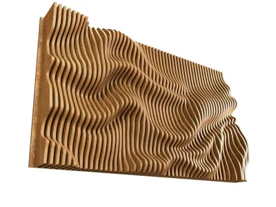Parametric Wavy Wooden Wall Decor 26 - wood cutting machines  3D model