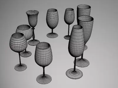 Set of glasses 3D model