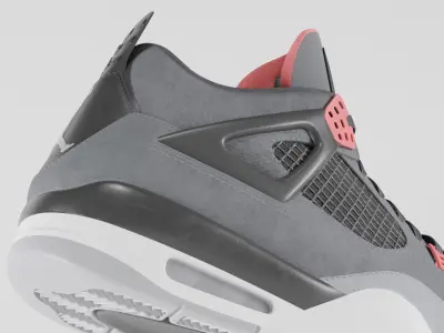 Jordan 4 Retro Infrared  Low-poly 3D model