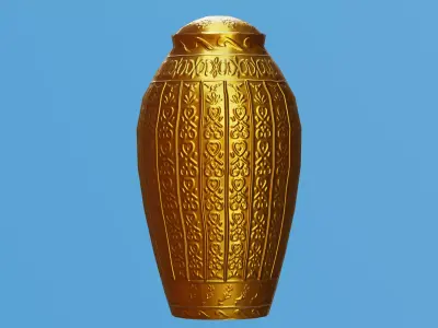 Ornate Gold Urn 3 Low-poly 3D model