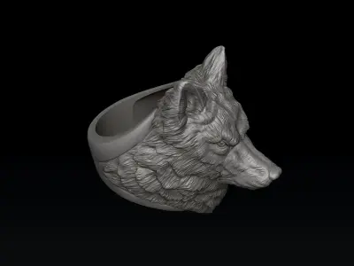 Wolf Head Ring 3D print model