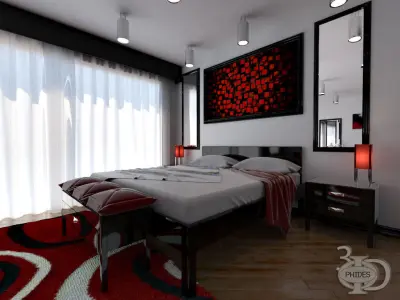 Bedroom 4 modern with accents 3D model
