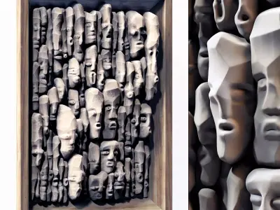 Wood faces panel decor n2 3D model