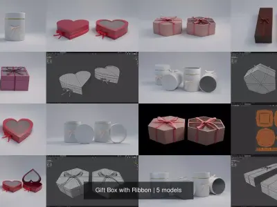 Gift Box with Ribbon 3D Model Collection