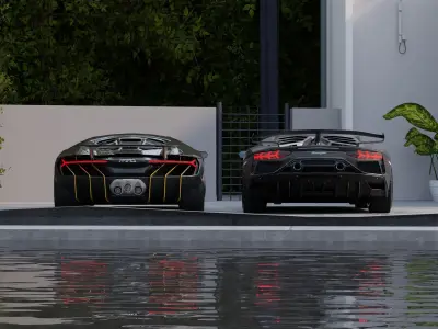 Luxury Automotive Render Scene 3D Blender File Textured And FBX  3D model