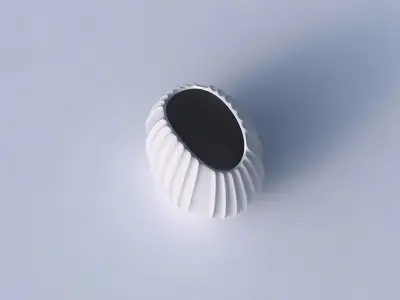 Bowl compressed with extruded vertical lines 3D print model
