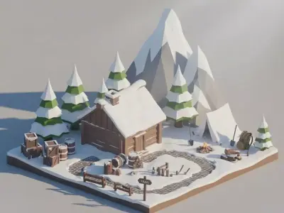 Winter Sale PRO Low Poly Winter Environment Assets Bundle  Low-poly 3D model