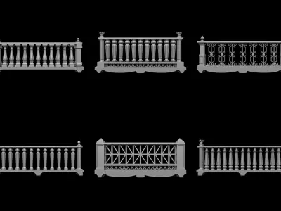 Traditional Balcony Railings Base Mesh Vol 2 Low-poly 3D model