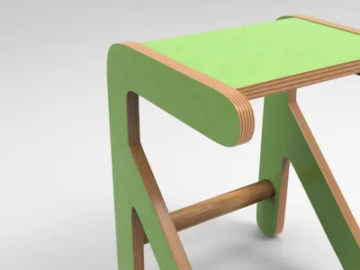 Little Row Chair Low-poly 3D model