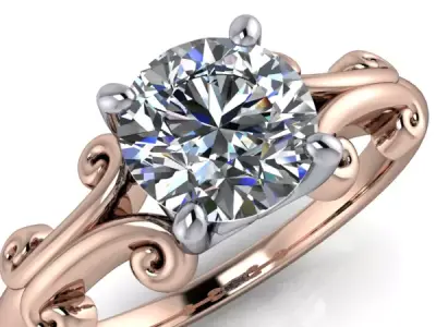 Vintage Scroll Solitaire Head Details Classic Ladies Ring 3D print model