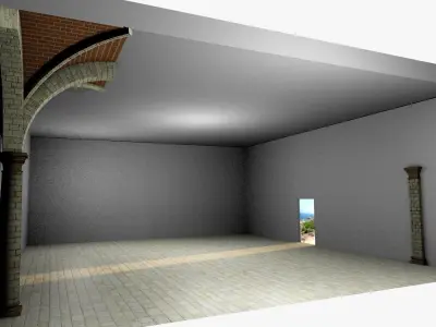 Vaulting 3-4   Romanic 750cm spaced  thin arches and thick curbs Low-poly 3D model