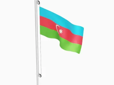Flag of the Azerbaijan Low-poly 3D model