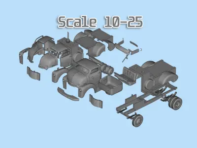 STL for 3Dprinting custom vintage older COE ratrod lowered truck 3D print model