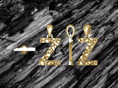 Z LETTER Alphabet ROCKS PENDANT 3D print model 3D print model