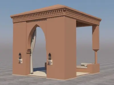Traditional Moroccan Terrace Marrakech City 3D model