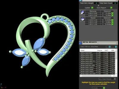 light weight yellow gold  diamond pendent -DOC-P8081 3D print model