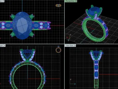 Engagement Ring With Oval Diamond 3D model