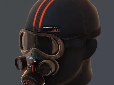 Gas mask helmet 3d model scifi Low-poly  Low-poly 3D model