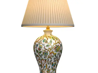 European Floral style Ceramic Table Lamp Retro Nightstand  3D model