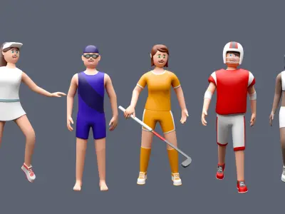 Cartoon characters 1 04 sport  Low-poly 3D model