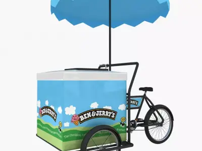 Ben and Jerry Ice Cream Cart Low-poly 3D model