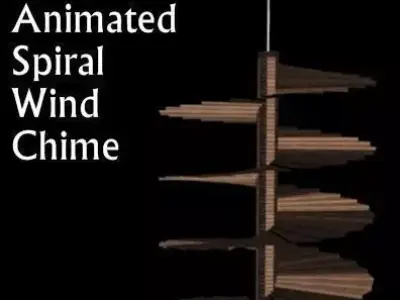 Animated Spiral Wind Chime and Round Wind Chime Free low-poly 3D model