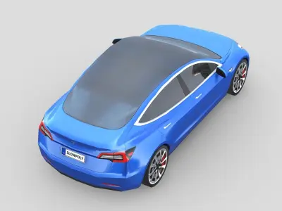 Tesla Model 3 2021 Low-poly 3D model