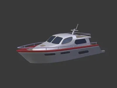 Cartoon Yacht - Boat Low-poly 3D model