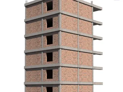 half-finished building Low-poly 3D model purchase