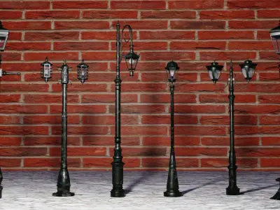 Streetlamps 6Pack Vol 01 3D Model Collection