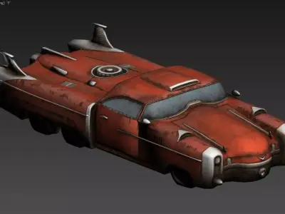 3D model of a futuristic retro-styled car Low-poly 3D model