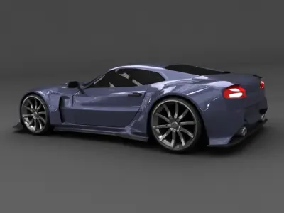Blue racing concept car 3D model