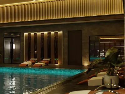 Luxury Swimming Pool Spa 3D model