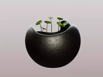 Green Plant Vase Low-poly 3D model
