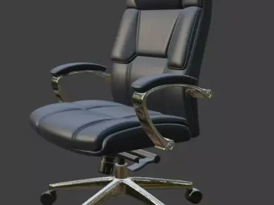 Black Leather Executive Office Chair High Detail 3D Model 3D model