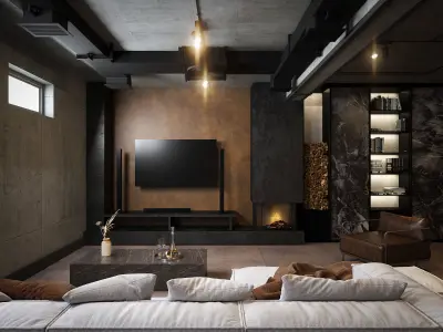 Interior design mans cave 3D model