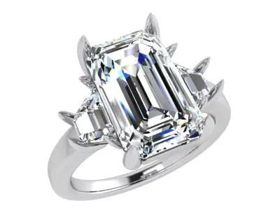 Emerald Diamond Ring 3700 3D print model