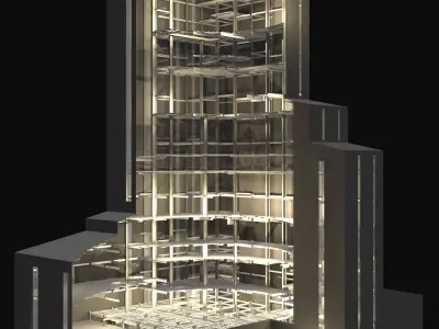 Industrial tower in curvy cutaway section 25i07 3D model
