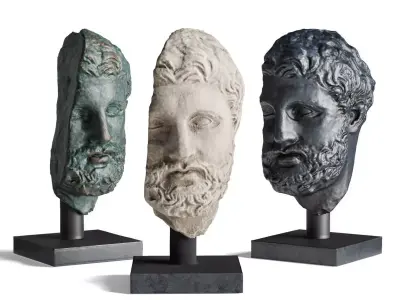 Bearded Greek head Low-poly 3D model