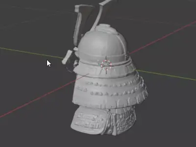 Stylized Samurai Helmet  Futuristic Carbon and Metal Armor 3D model