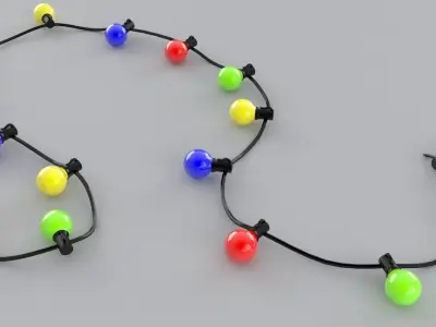Large Bulb String Lights 3D model