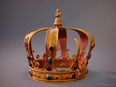 Royal Gold Crown model pack Low-poly 3D model