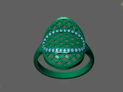 Women Ring With Stone Diamond Ready STL 3DM Models Womens Rings 3D print model 7