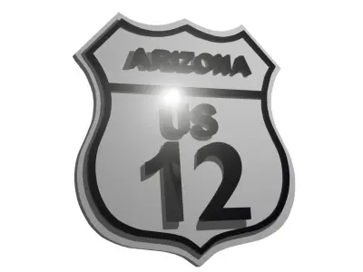 Sign Arizona US Route 12 3D model
