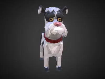 Cartoon Black Dog Low Polygon Art Farm Animal Low-poly 3D model